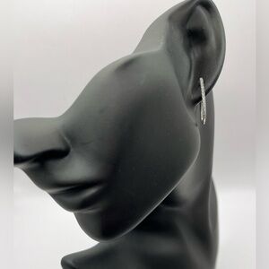 .25 CT Natural Diamond Silver Hoop Earrings